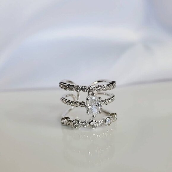 Sterling Silver Ring, Multi Layered Ring, Adjustable Ring, Statement Ring, Women - Picture 6 of 10